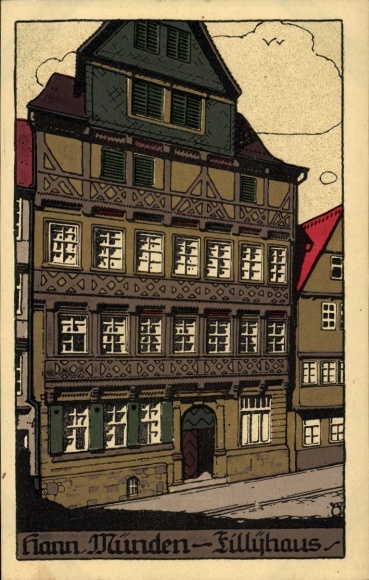 Lithograph PC Hann. Münden in Lower Saxony, Tillyhaus