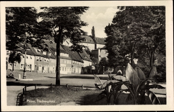 Ansichtkaart Pirna aan de Elbe, Tischerplatz