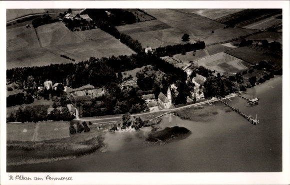 Postcard St. Alban Dießen am Ammersee Upper Bavaria, aerial photograph