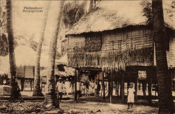 Ak Philippinen, Dorf, Wohnhaus