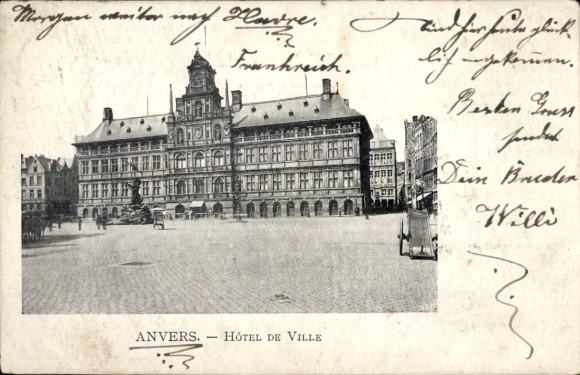 Ansichtkaart Antwerpen Vlaanderen, stadhuis