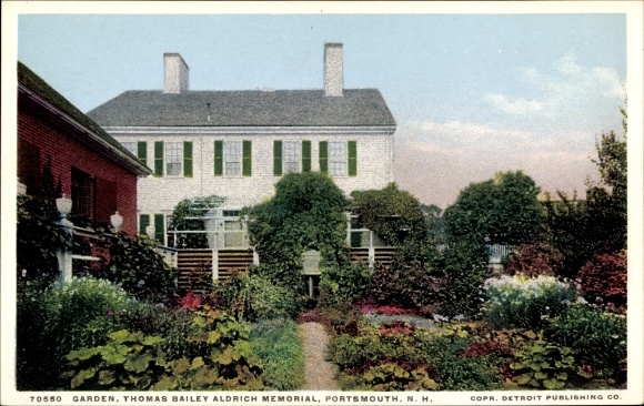 Ak Portsmouth Van Newhampshire de V.S., Thomas Bailey Aldrich Memorial, Tuin