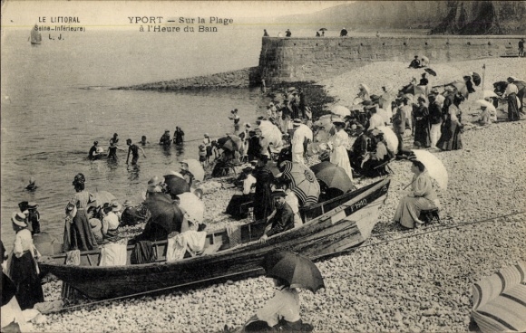 Postcard Yport Seine Maritime, beach, bathers