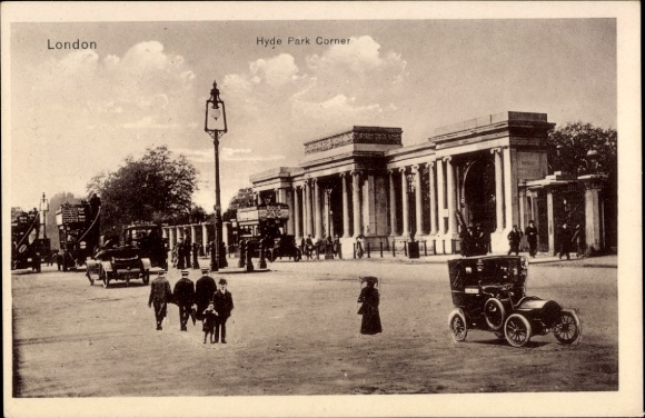 Postcard London City England, Hyde Park Corner, cars