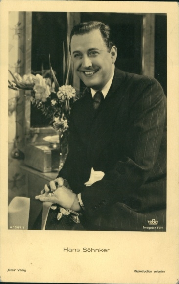 Postcard actor Hans Söhnker, Ross Verlag A 1387 1, Tobis Film