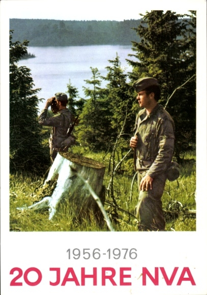 Postcard 20 years NVA 1956-1976, National People's Army of the GDR, soldiers in uniform