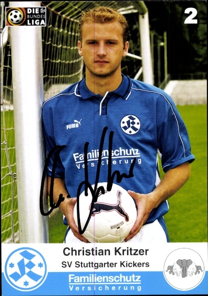 Karta autografu piłkarza Christiana Kritzera, SV Stuttgarter Kickers, autograf