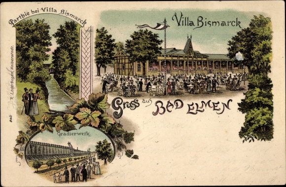 Chromo-Litho Bad Elmen Salzelmen Schönebeck on the Elbe, Villa Bismarck, graduation house