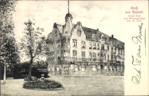 Postcard Bad Honnef am Rhein, Hotel Dell zum Siebengebirge