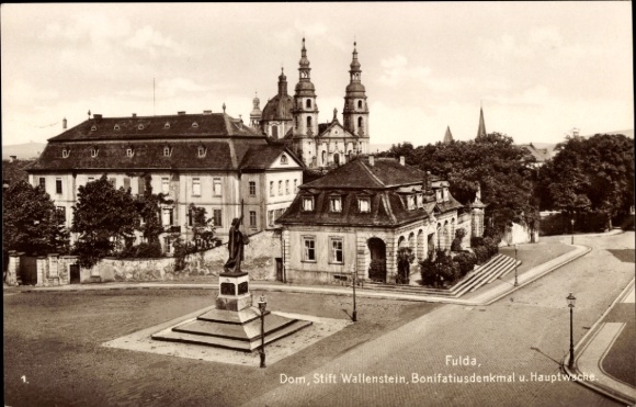 Ak Fulda in Hessen, kathedraal, abdij Wallenstein, hoofdwacht