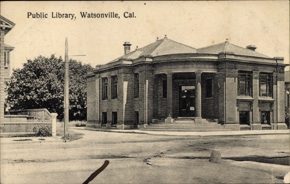 Postcard Watsonville Kalifornien USA, Public Library