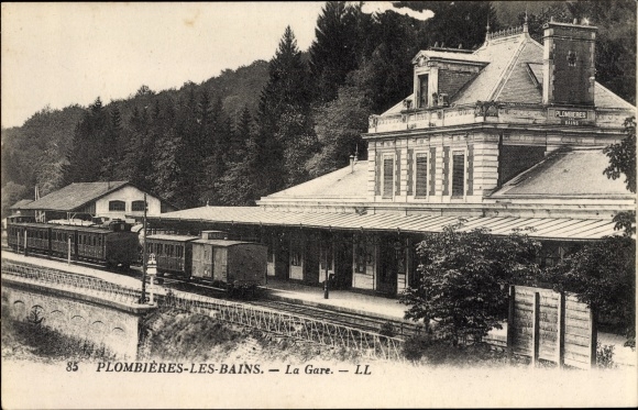Postcard Plombières les Bains Wallonien, The station, railway