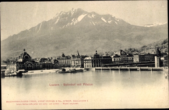 Ak Lucerne Luzern Stadt Schweiz,  Bahnhof, Pilatus, Wasser, Berge