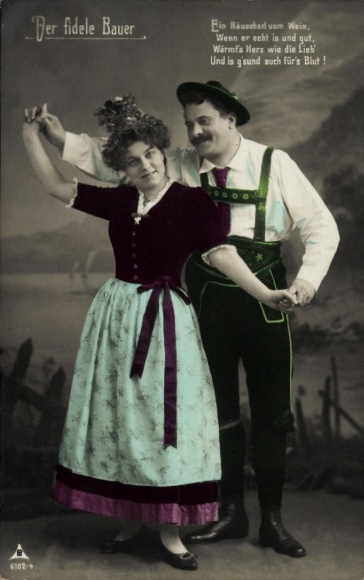 Ak Tanzpaar in Tracht, Der fidele Bauer