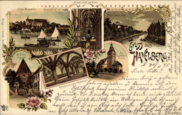 Chromo-Litho Havelberg in Saxony-Anhalt, Cathedral, nave, St. Anne's Chapel, refectory, St. Laurentius