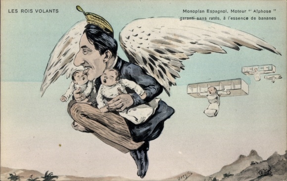 Artists Postcard Orens, Les Rois Volants, Monoplan Espagnol, Moteur Alphonse