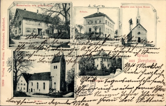 Postcard Bergheim Markdorf Bodenseekreis Baden, Church, Chapel of the High Cross, Restaurant of the Green Tree