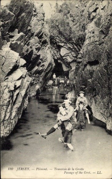 Postcard Channel Island Jersey, Plemont, Traversee de la Grotte, Passage of the Grot