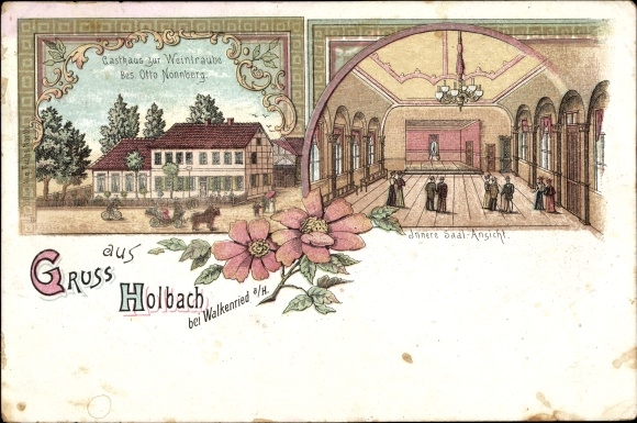 Litho Holbach Hohenstein Südharz Thüringen, Gasthaus zur Weintraube, Innenansicht