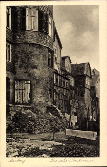 Postcard Marburg an der Lahn, Old City Wall