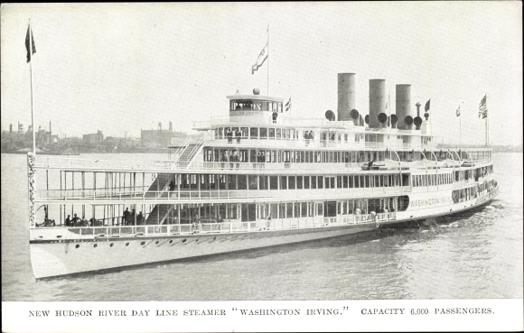 Postcard New Hudson River Day Line Steamer Washington Irving
