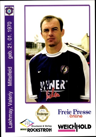 Autogrammkarte Fußballer Valeriy, Lakhmay, FC Erzgebirge Aue, Autogramm