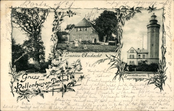 Postcard Ostseebad Kellenhusen in Holstein, Pension Andacht, Lighthouse
