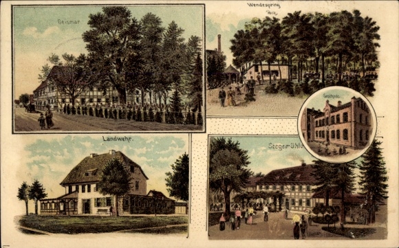 Litho Geismar Göttingen in Niedersachsen, Wendespring, Landwehr, Stegemühle