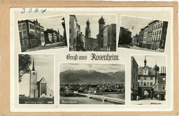 6 glass negatives Rosenheim Upper Bavaria, general view, various views, gate