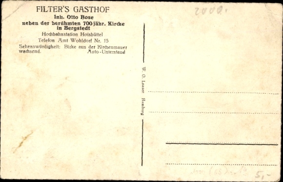 Postcard Hamburg Wandsbek Bergstedt, Filter´s Gasthof, interior view