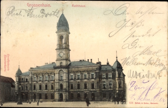 Postcard Großenhain Saxony, Town Hall