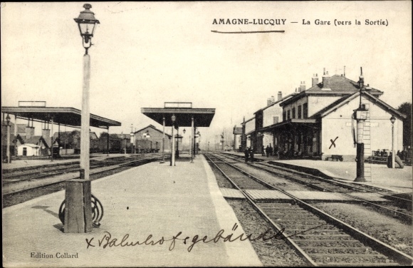 Ak Amagne Lucquy Ardennes, Bahnhof