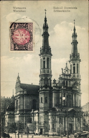 Postcard Warszawa Warsaw Poland, Church of the Saviour