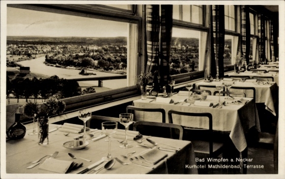 Postcard Bad Wimpfen am Neckar, Hotel Mathildenbad, interior view, view of the town