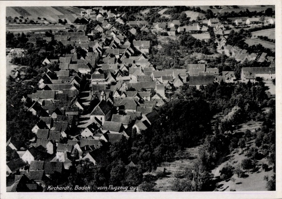 Postcard Kirchardt in Baden, aerial photograph