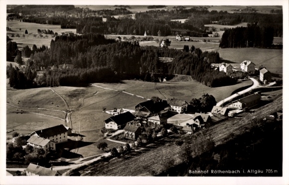 Ak Röthenbach im Allgäu, landschapsfoto, treinstation Röthenbach, Allgäu, 705 m