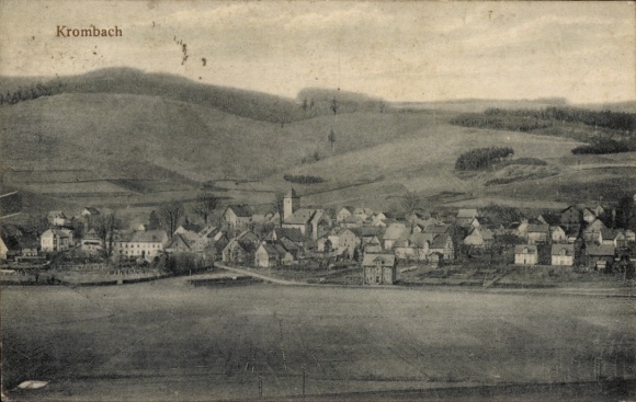 Postcard Krombach Kreuztal in Westphalia, fjord landscape, houses, church