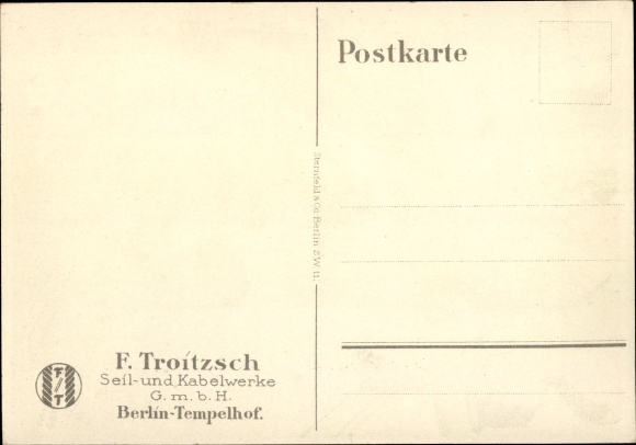 Artist PC Lüdke, E., Berlin Tempelhof, rope and cable works F. Troitzsch, shield maker