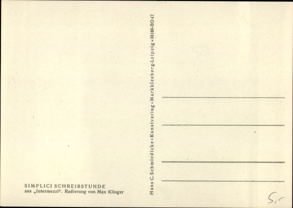 Artist Postcard Klinger, Max, Simplici Writing Lesson, Intermezzi