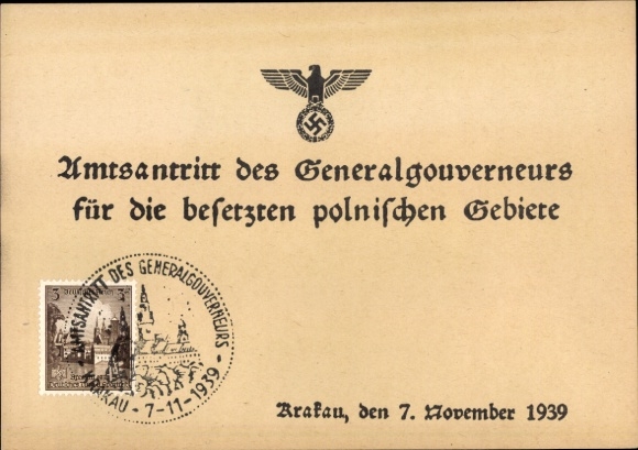 KP Kraków Kraków Polska, inauguracja Generalnego Gubernatora na okupowane ziemie polskie w 1939 r