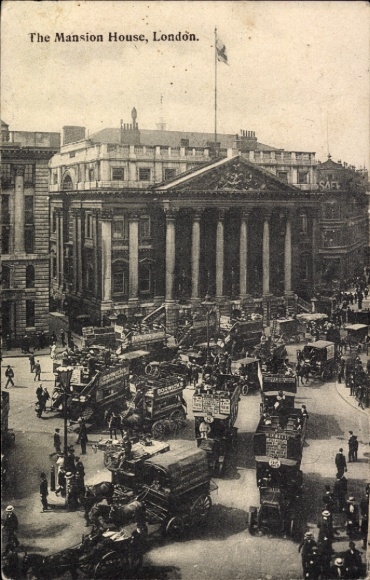 Postcard City of Westminster London England, Mansion House, building, classical architecture, carriage with