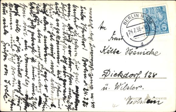 Postcard Berlin Friedrichshain, Stalinallee, German Sports Hall