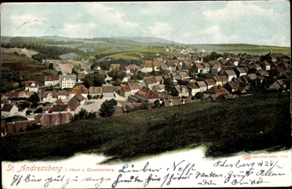 Ak Sankt Andreasberg Braunlage in de Oberharz, uitzicht vanaf Glockenberg