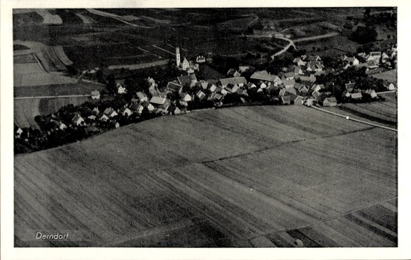 Postcard Derndorf Germany, aerial photograph
