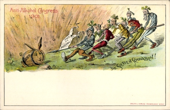 Chromo-Litho Anti Alcohol Congress 1901, the seven Swabians