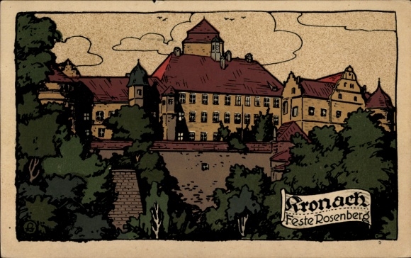 Steindruck Ak Kronach im Frankenwald Bayern, Feste Rosenberg