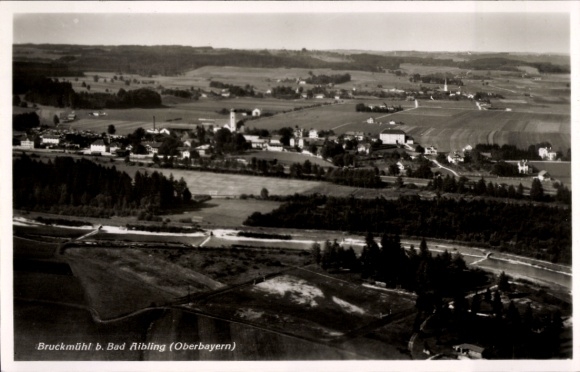 Postcard Bruckmühl in Upper Bavaria, aerial photograph