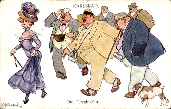 Künstler Ak Schönpflug, Fritz, Karlsbad, Die Terrain-Kur