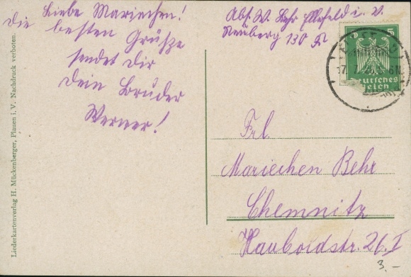 Song Postcard Mückenberger, Hilmar, young freed, had never regretted, young women in costumes