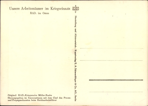 Artist PC Müller Raabe, workers in the war, RAD in the East, Reich Labor Service